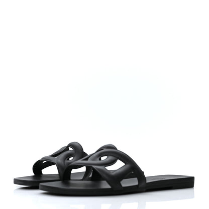 Hermes Rubber Aloha Sandals 38 Black 3 of 9