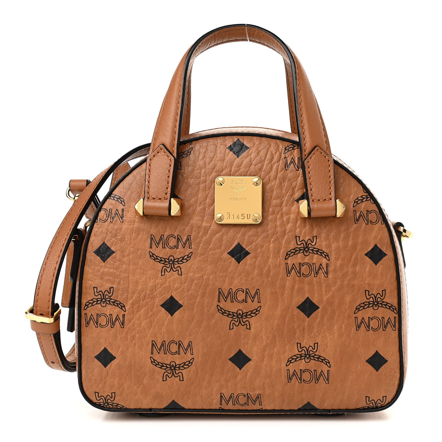 MCM Visetos Essential Small Disco Tote Cognac 1 of 9
