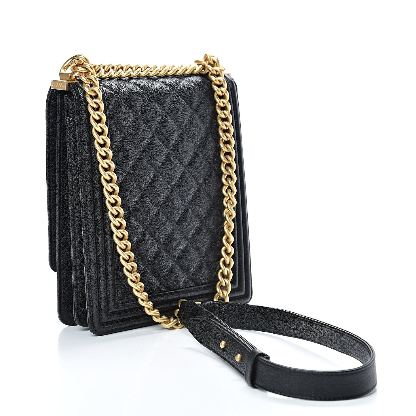 Caviar Quilted North South Boy Flap Black