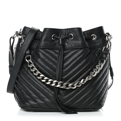 Saint Laurent Calfskin Matelasse Chevron Medium Emmanuelle Bucket Bag Black 1 of 4