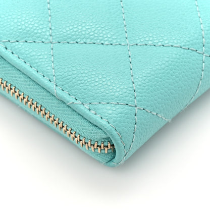 Chanel Caviar Quilted Zip Coin Purse Turquoise 10 of 12