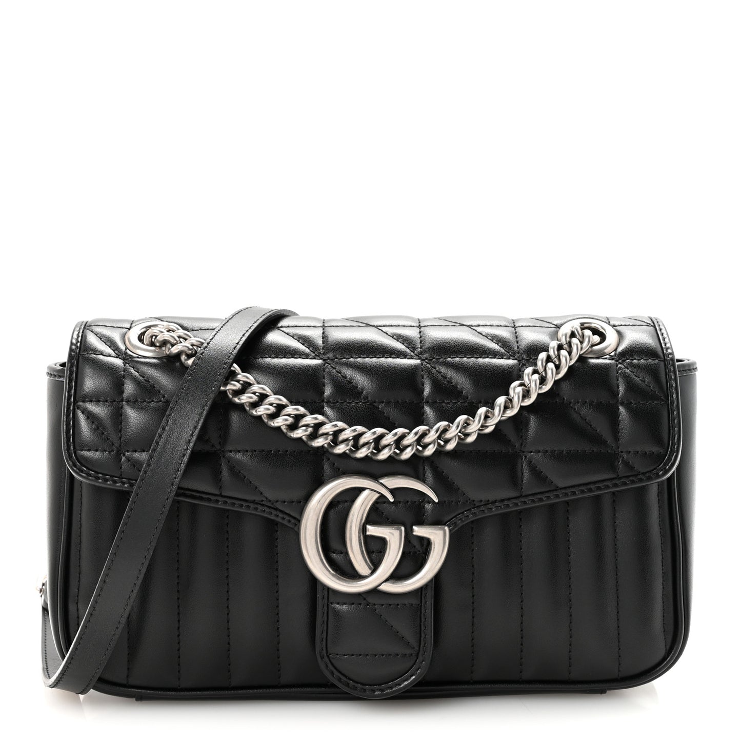 Calfskin Matelasse Aria Small GG Marmont Shoulder Bag Black