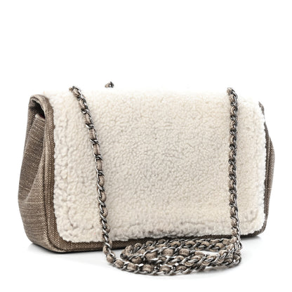 Chanel Shearling Sheepskin Denim Small Paris Dallas Sheriff's Star Flap Brown White 2 of 4