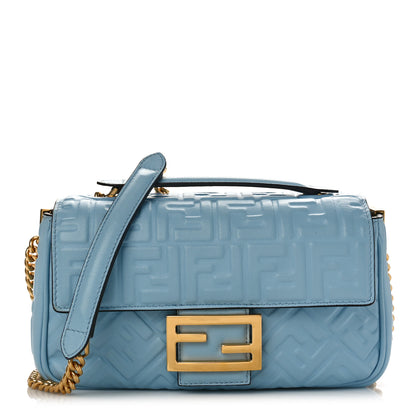 Fendi Nappa Small FF Embossed Midi Chain Baguette Azzurro Baby 1 of 8