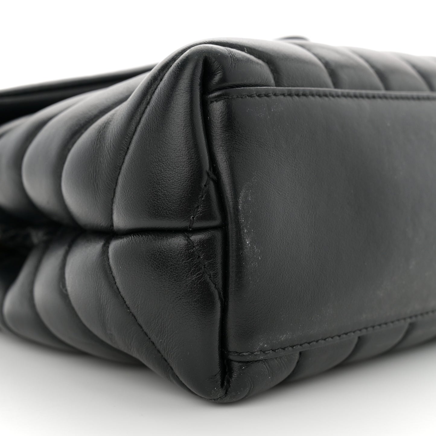 Calfskin Y Quilted Monogram Small Loulou Chain Satchel Black
