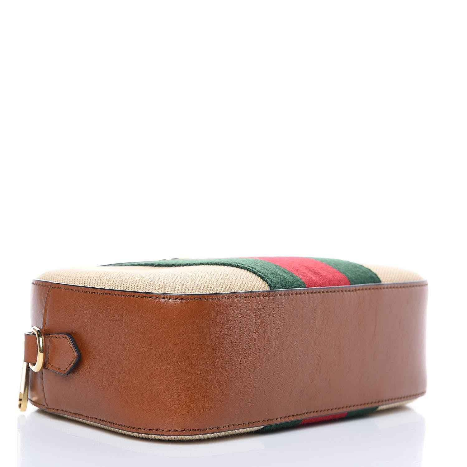 Gucci Vintage Canvas Web Shoulder Bag Sand Cuir 4 of 10