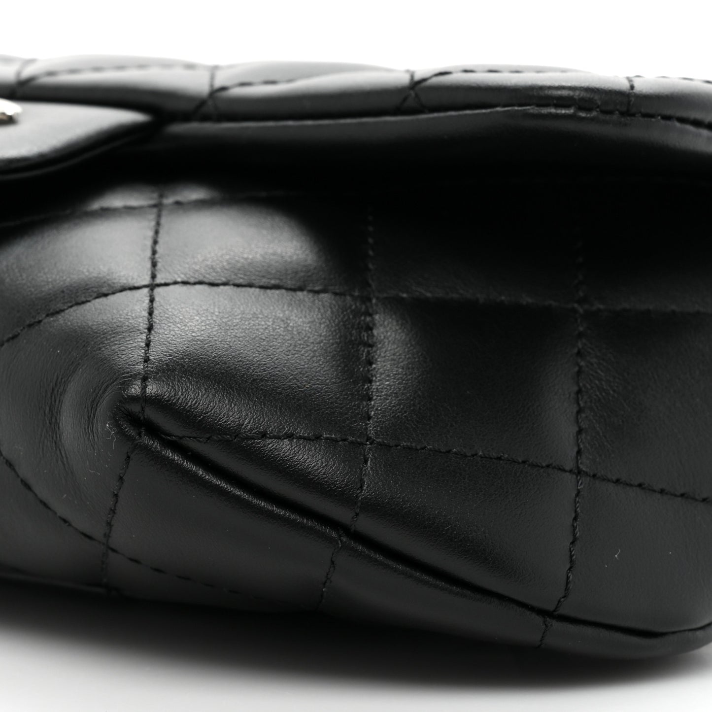 Calfskin Quilted CC Uniform Flap Belt Bag Black