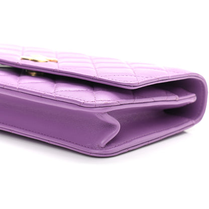 Chanel Lambskin Quilted Pick Me Up Wallet On Chain WOC Purple 10 of 11