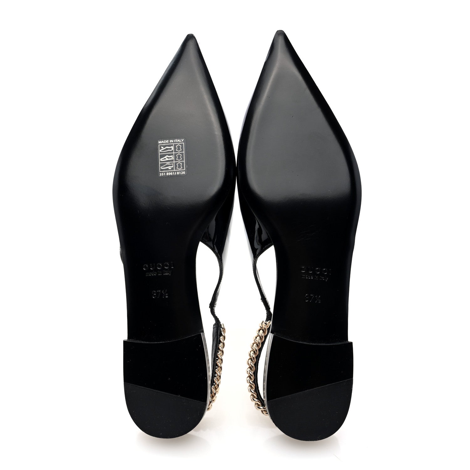 Gucci Patent Signoria Ballet Slingback Ballet Flat 37.5 Black 6 of 10