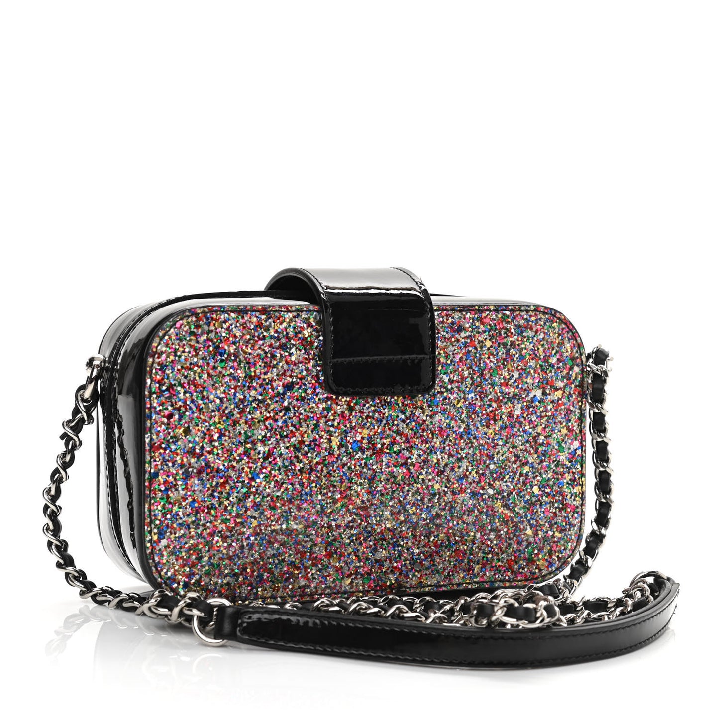 Glitter Patent Evening On The Moon Camera Case Black Multicolor