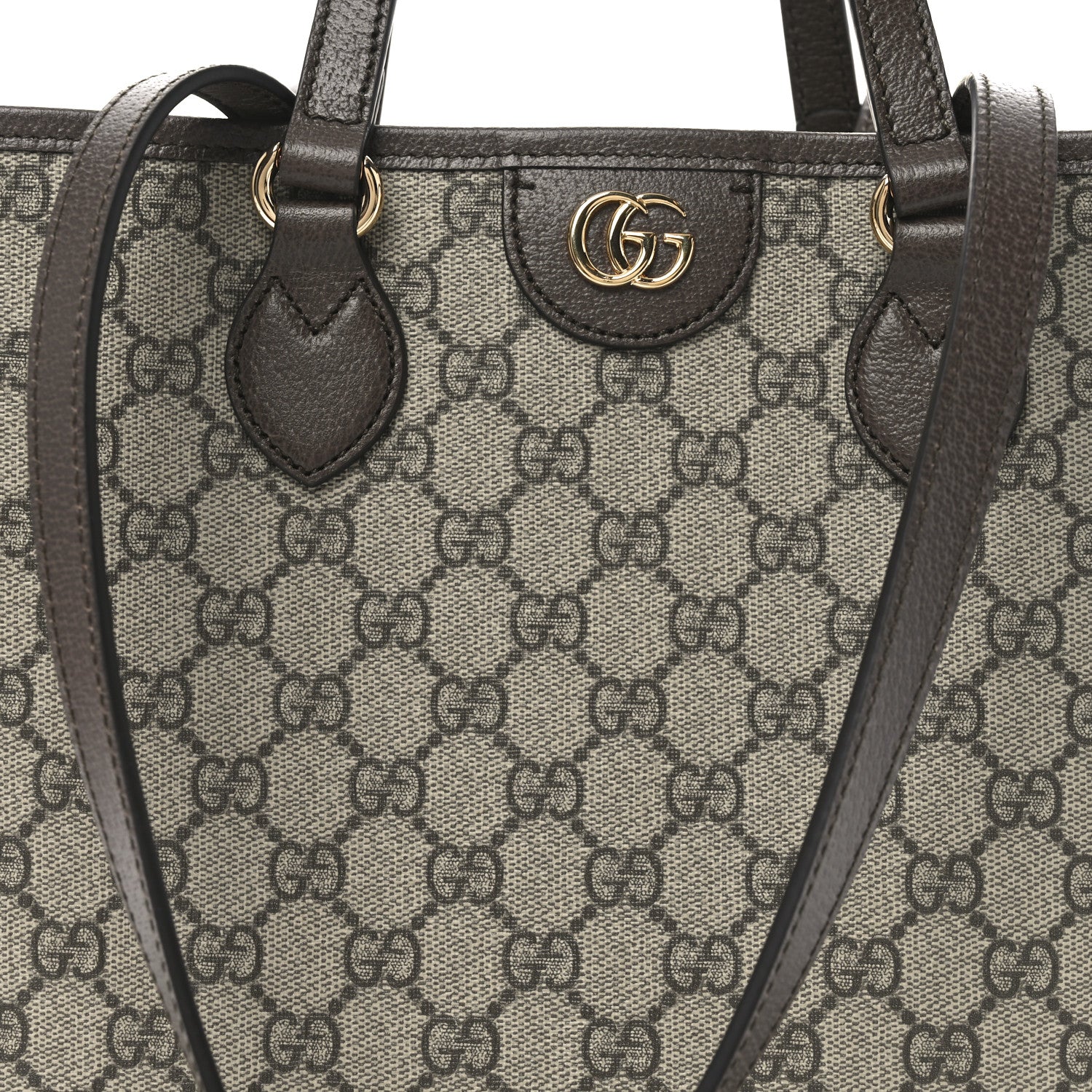 Gucci GG Supreme Monogram Textured Calfskin Small Ophidia Shoulder Tote Bag Beige Ebony New Acero 8 of 10