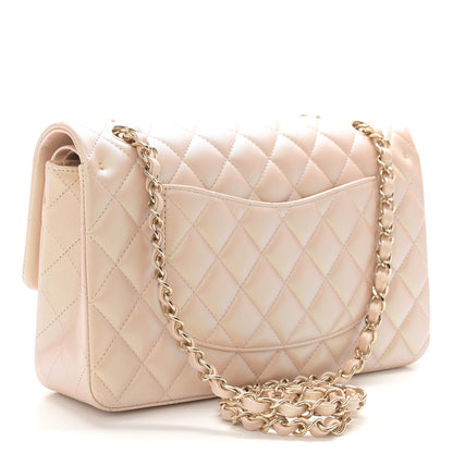 Chanel Iridescent Calfskin Quilted Medium Double Flap Beige 3 of 11