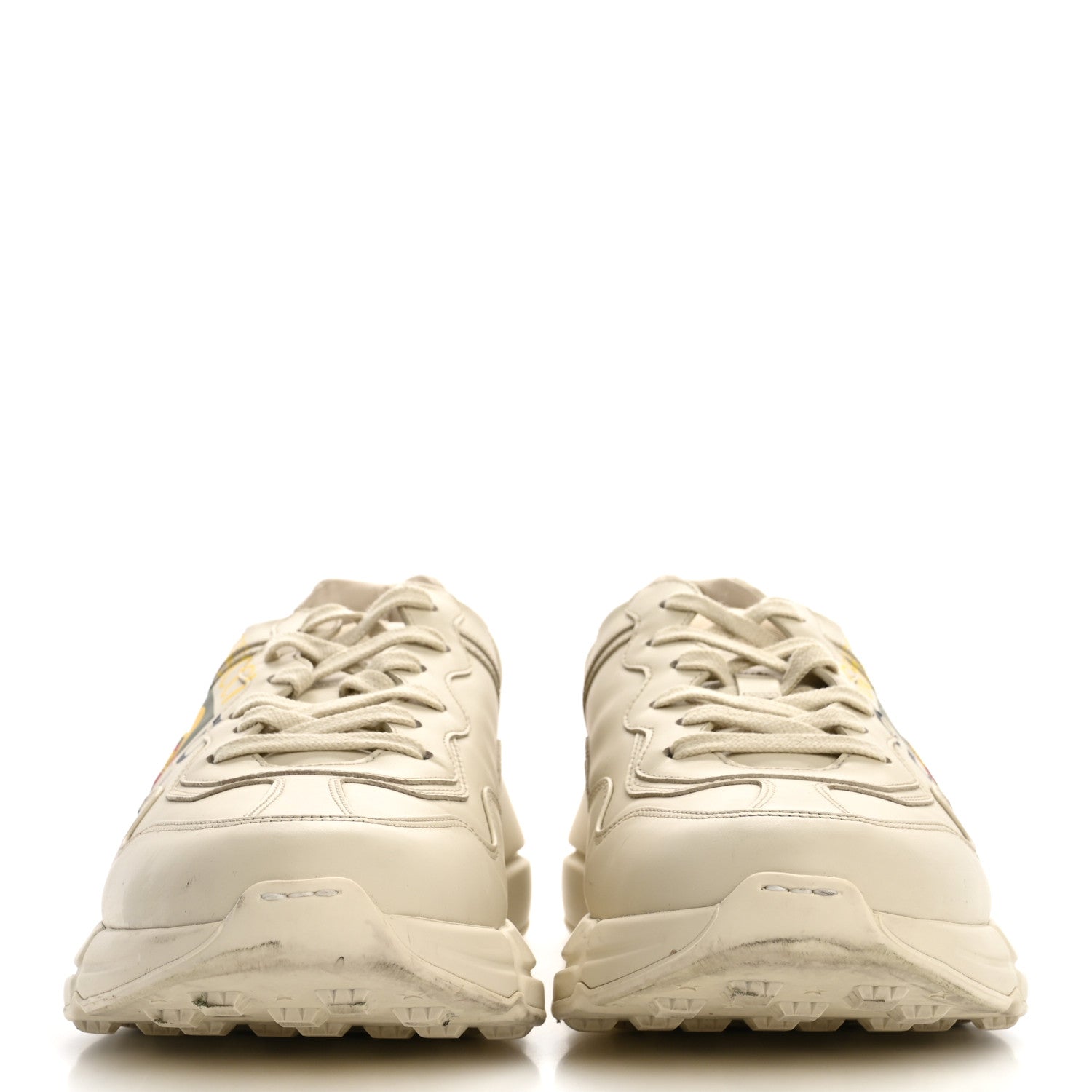 Gucci Calfskin Interlocking G Logo Mens Rhyton Sneakers 10 Ivory 3 of 13