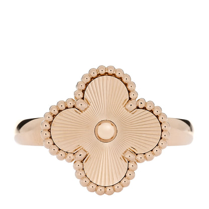 Van Cleef & Arpels 18K Yellow Gold Guilloche Vintage Alhambra Ring 55 7.25 1 of 5