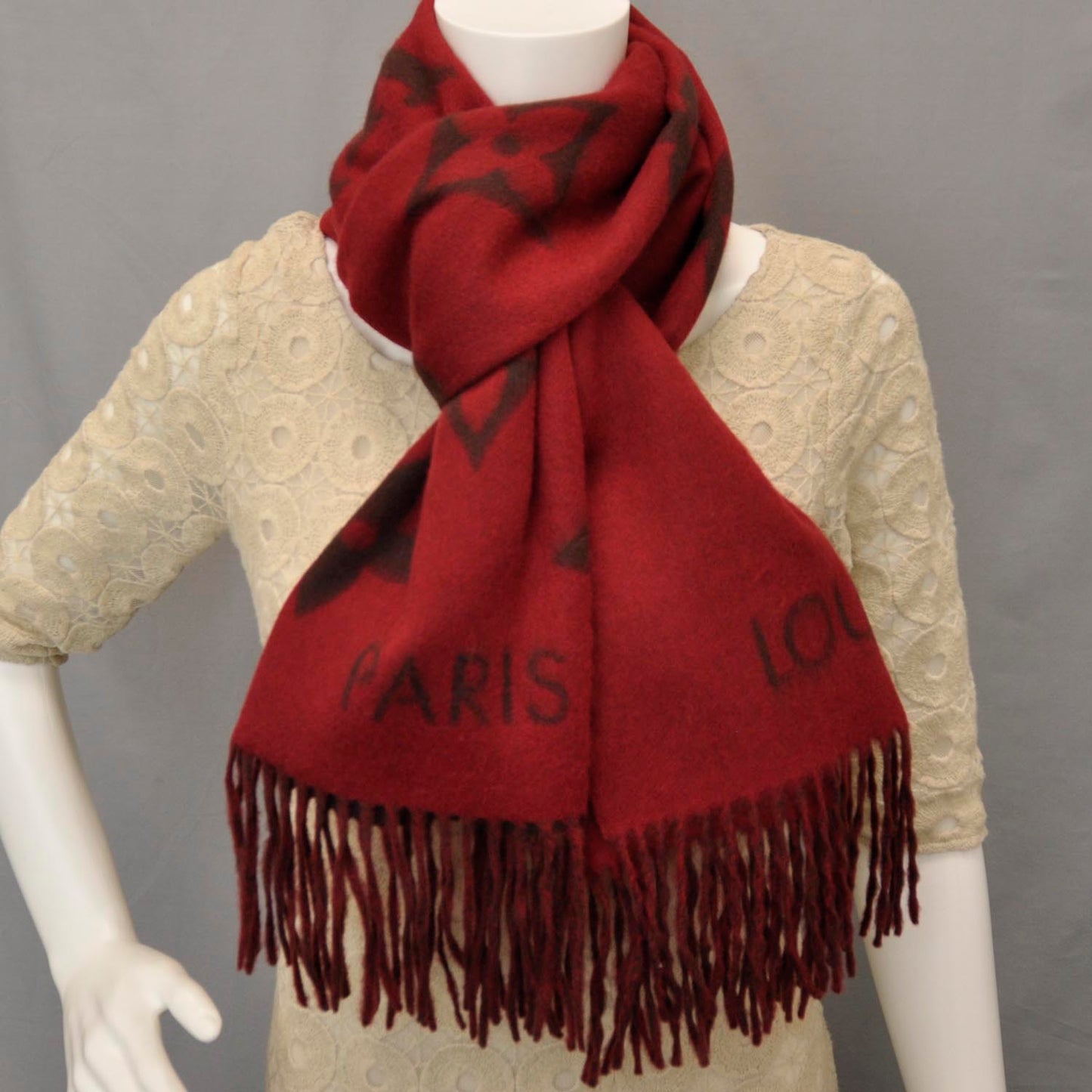 Cashmere Monogram Reykjavik Scarf Rouge