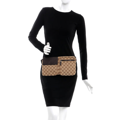 Gucci GG Monogram Double Pocket Belt Bag Dark Brown 2 of 8