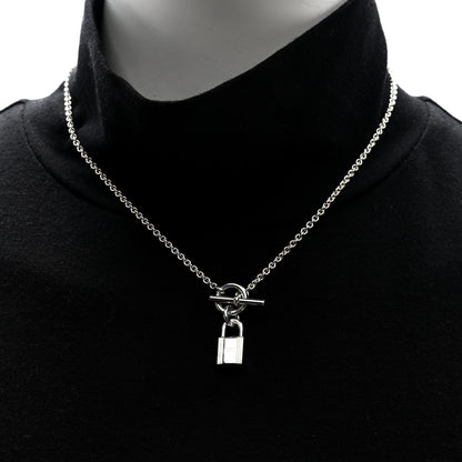 Hermes Sterling Silver Cadenas Kelly Lock Pendant Necklace 3 of 11