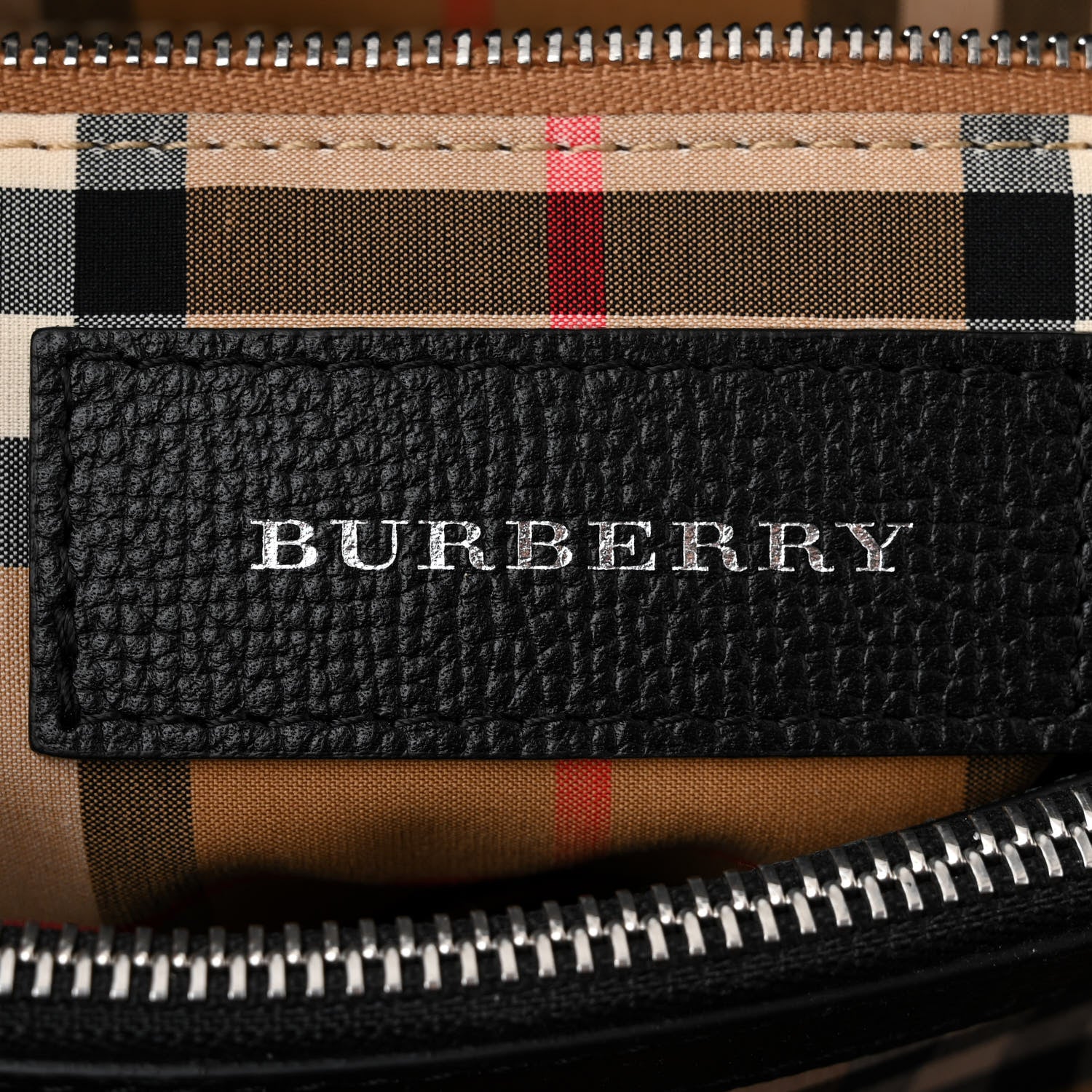 Burberry Derby Calfskin House Check Medium Banner Tote Black 6 of 11