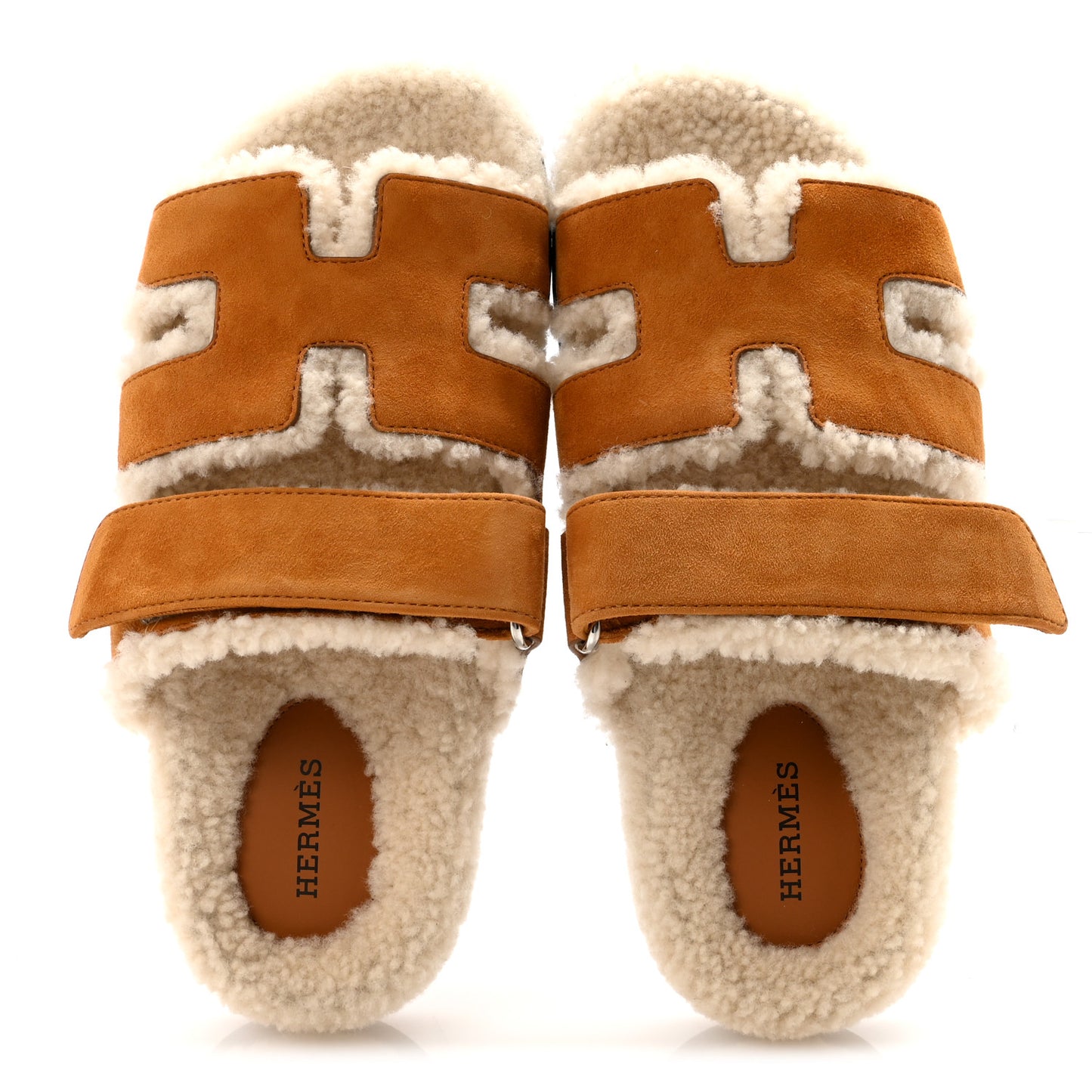 Suede Goatskin Woolskin Womens Chypre Sandals 37 Brun Fume Ecru