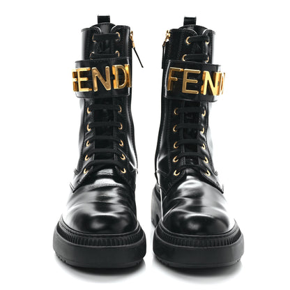 Fendi Vitello Abrasivato Fendigraphy 50mm Biker Boots 39.5 Black 2 of 12