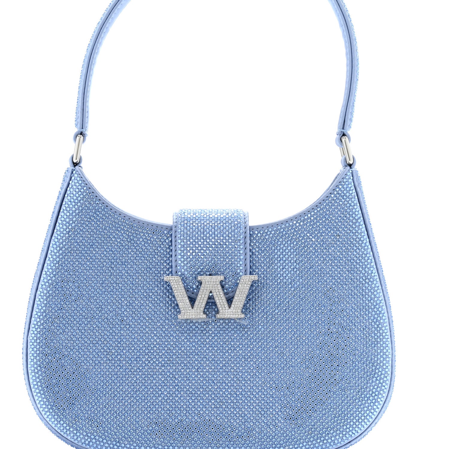 Alexander Wang Calfskin Satin Crystal Embellished Small Legacy Glitter Hobo Oxford 8 of 10