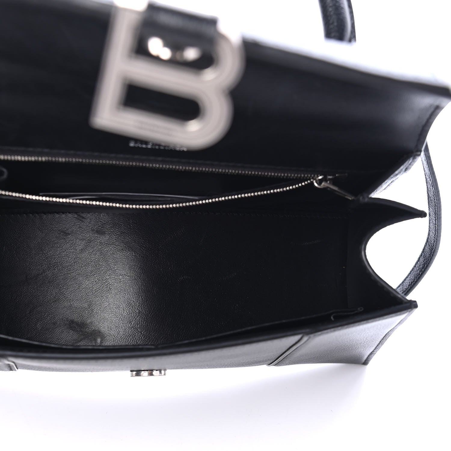 Balenciaga Grained Calfskin Medium Hourglass Top Handle Bag Black 4 of 4