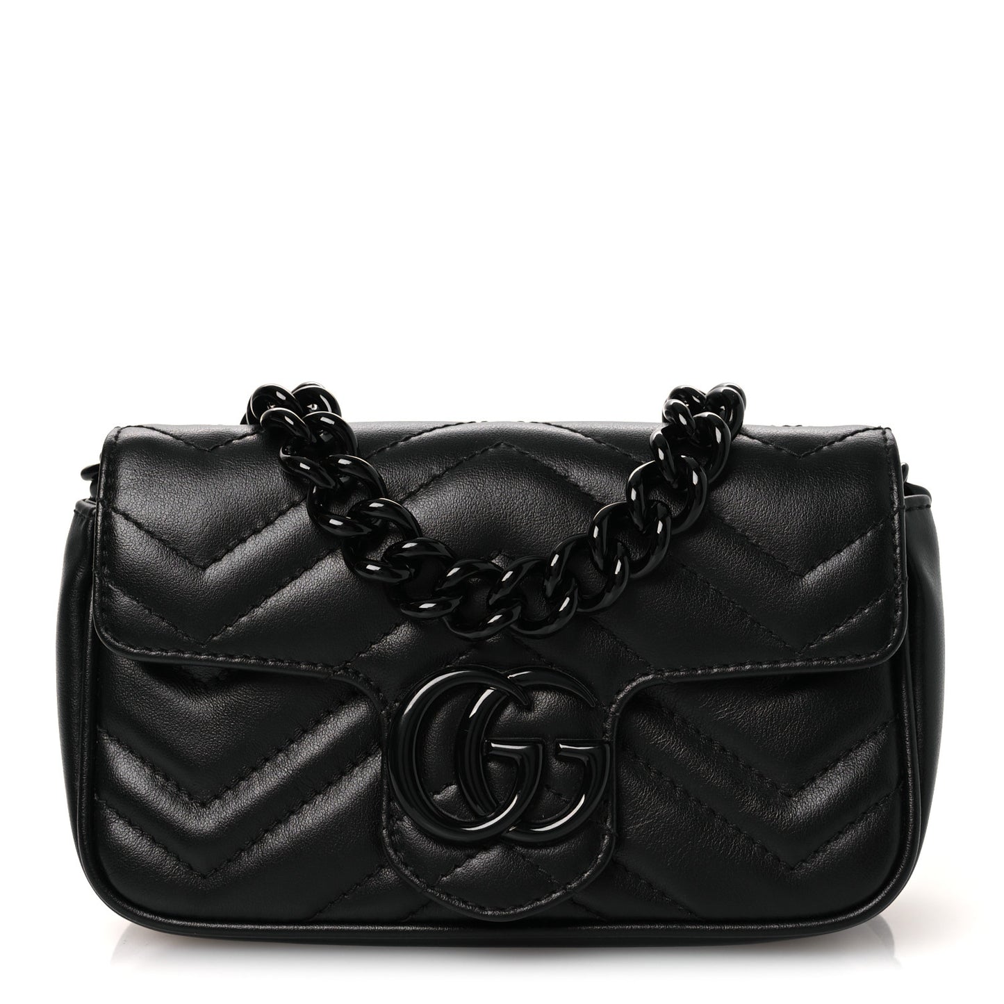 Calfskin Matelasse Monochrome GG Marmont Chain Belt Bag Black