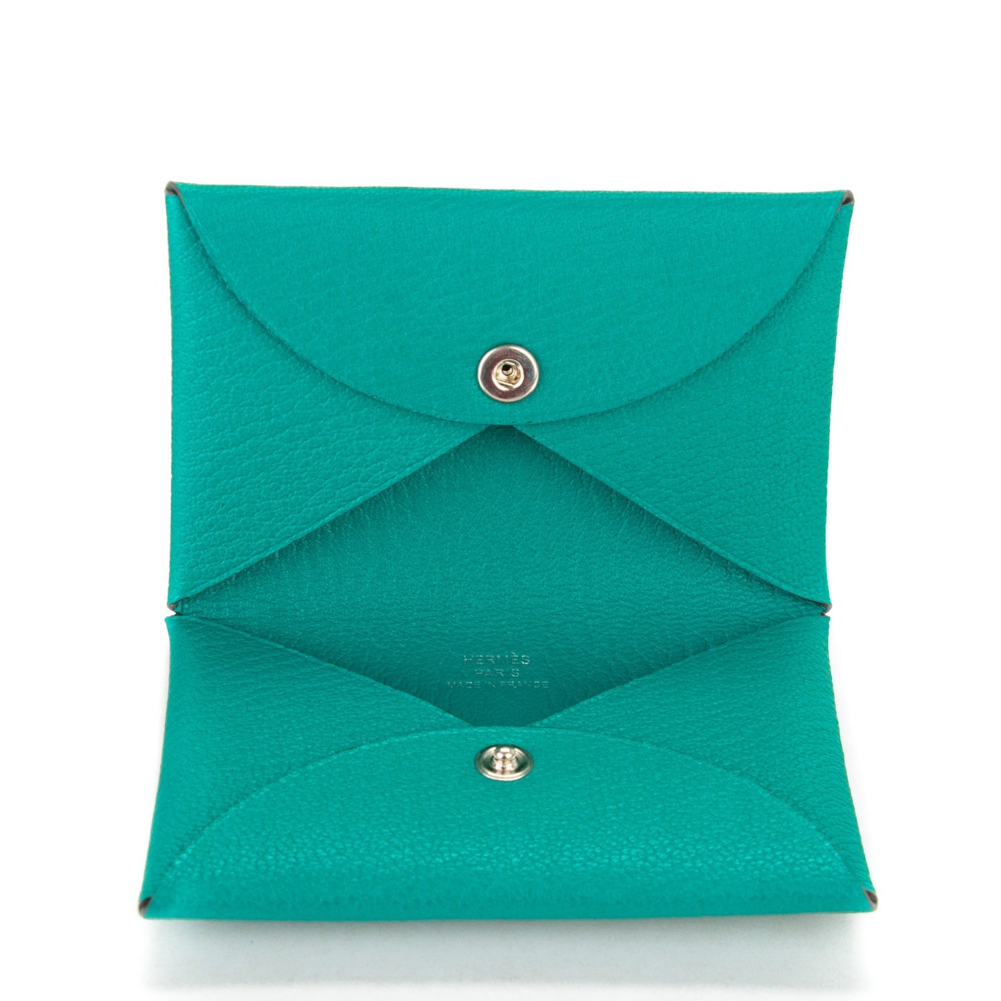 Chevre Mysore Calvi Card Case Bleu Paon