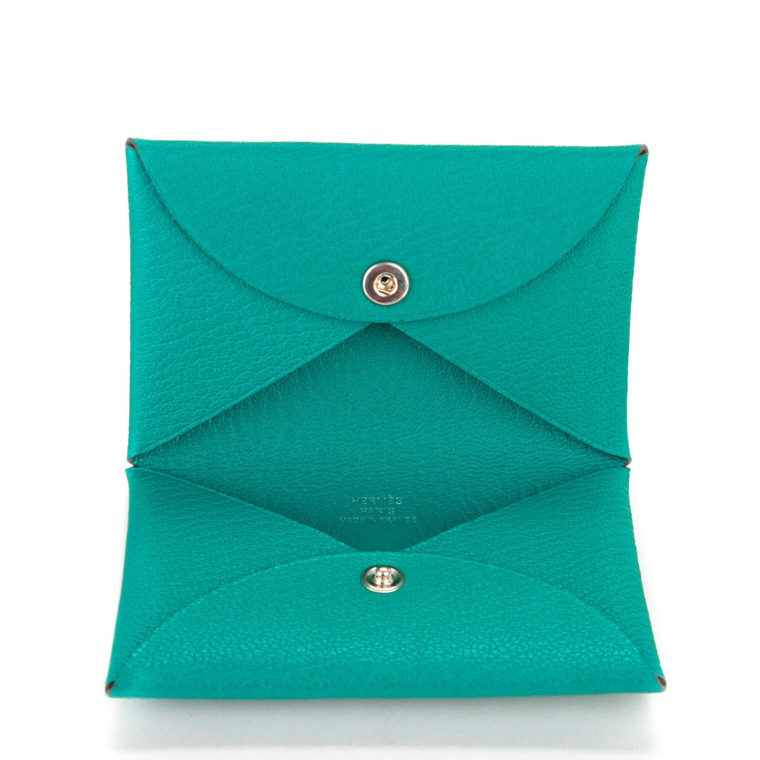 Hermes Chevre Mysore Calvi Card Case Bleu Paon 5 of 7