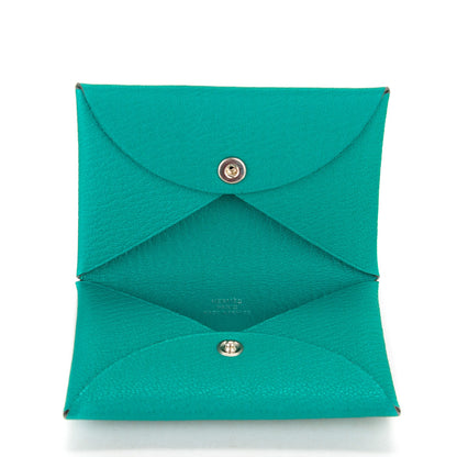 Hermes Chevre Mysore Calvi Card Case Bleu Paon 5 of 7