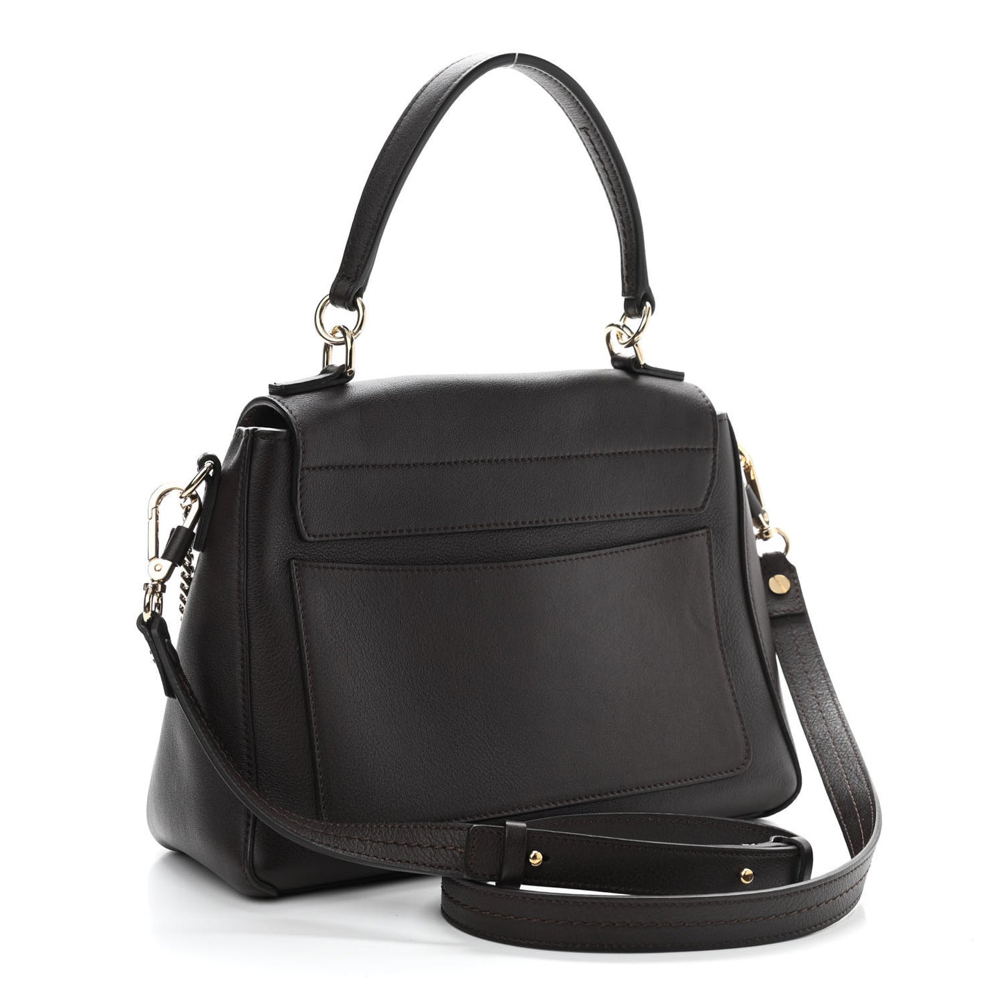 Calfskin Small Faye Day Shoulder Bag Carbon Brown
