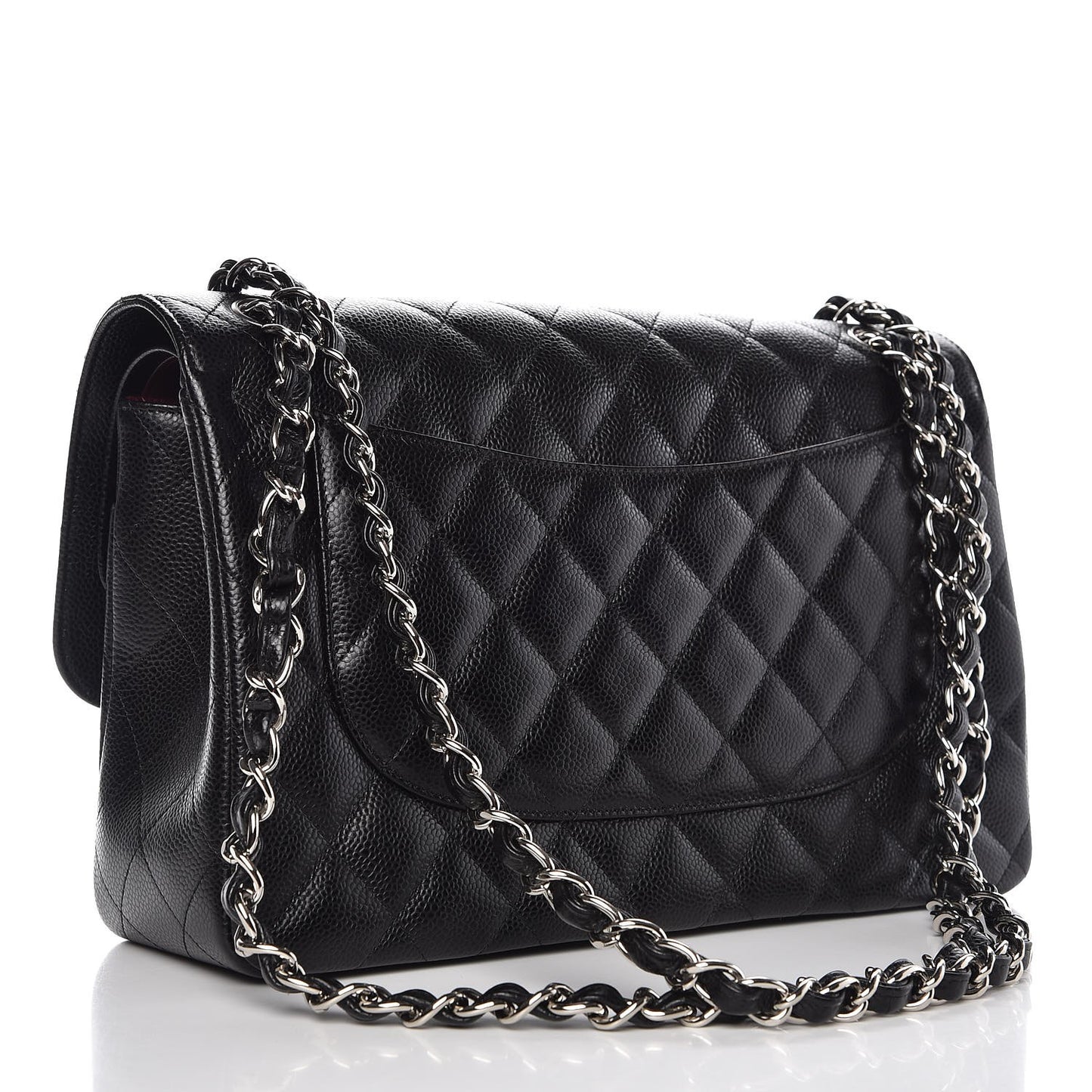 Caviar Quilted Jumbo Double Flap Black