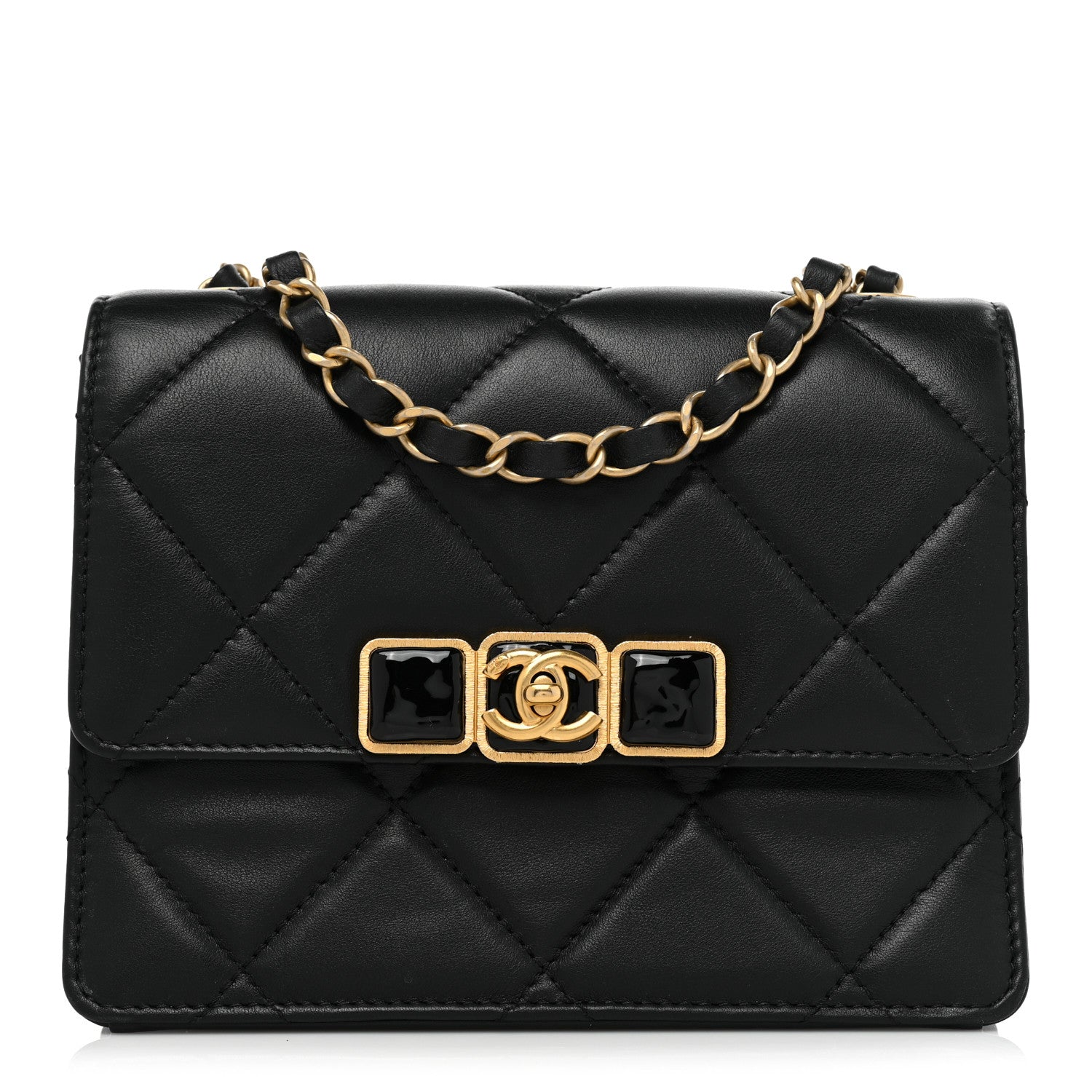 Chanel Calfskin Resin Quilted Mini Flap Black 1 of 20