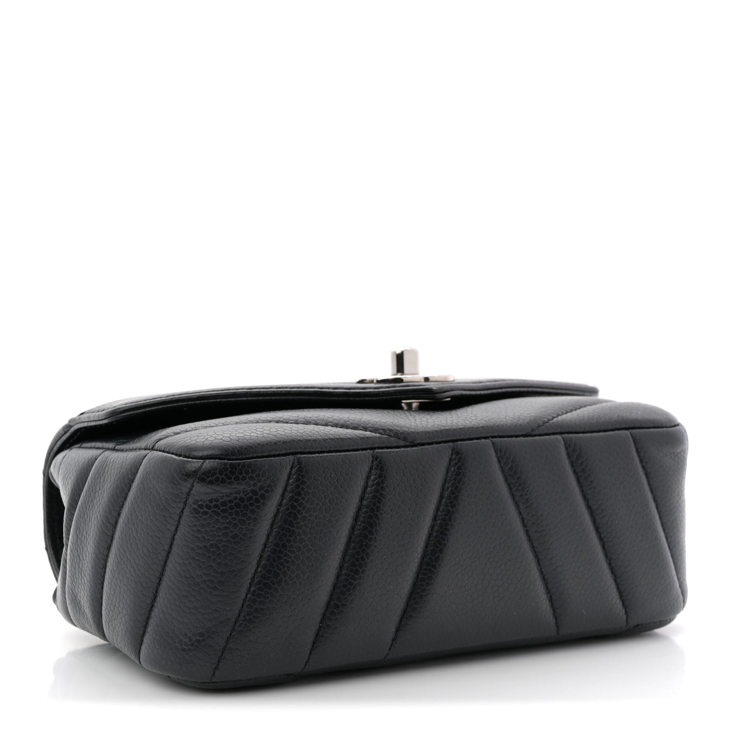 Caviar Chevron Quilted Small Single Flap Black