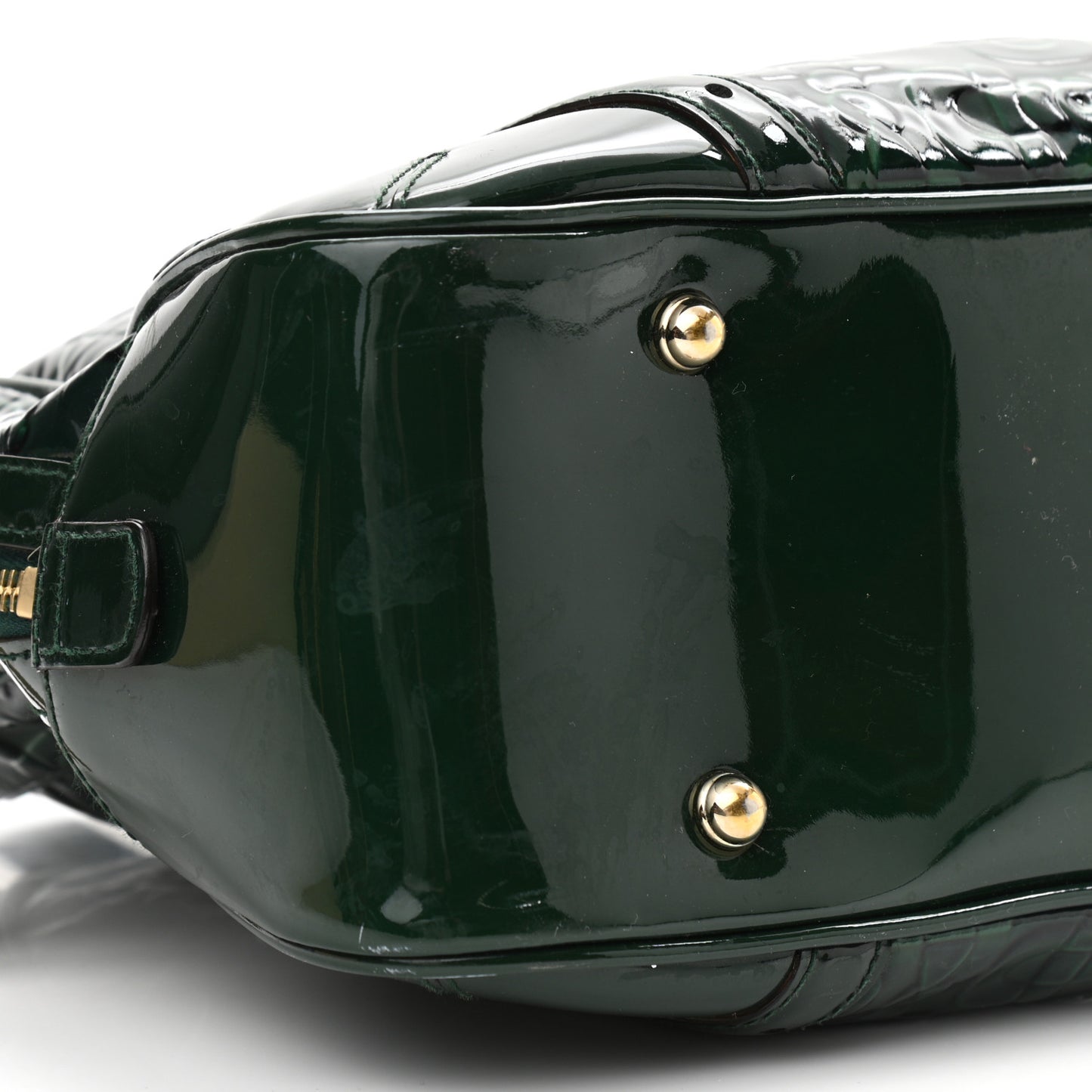 Patent Horsebit Glam Boston Tote Bag Green