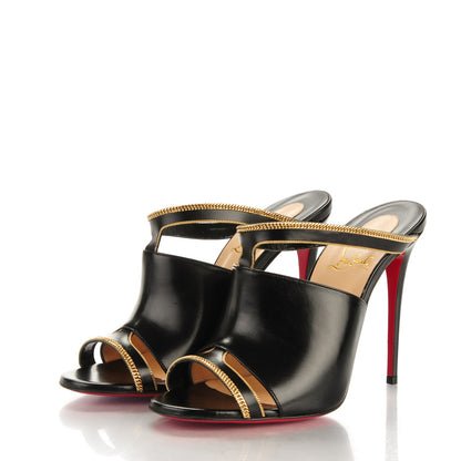 Christian Louboutin Calfskin Chain Akenana 100 Heels 37.5 Black 3 of 7