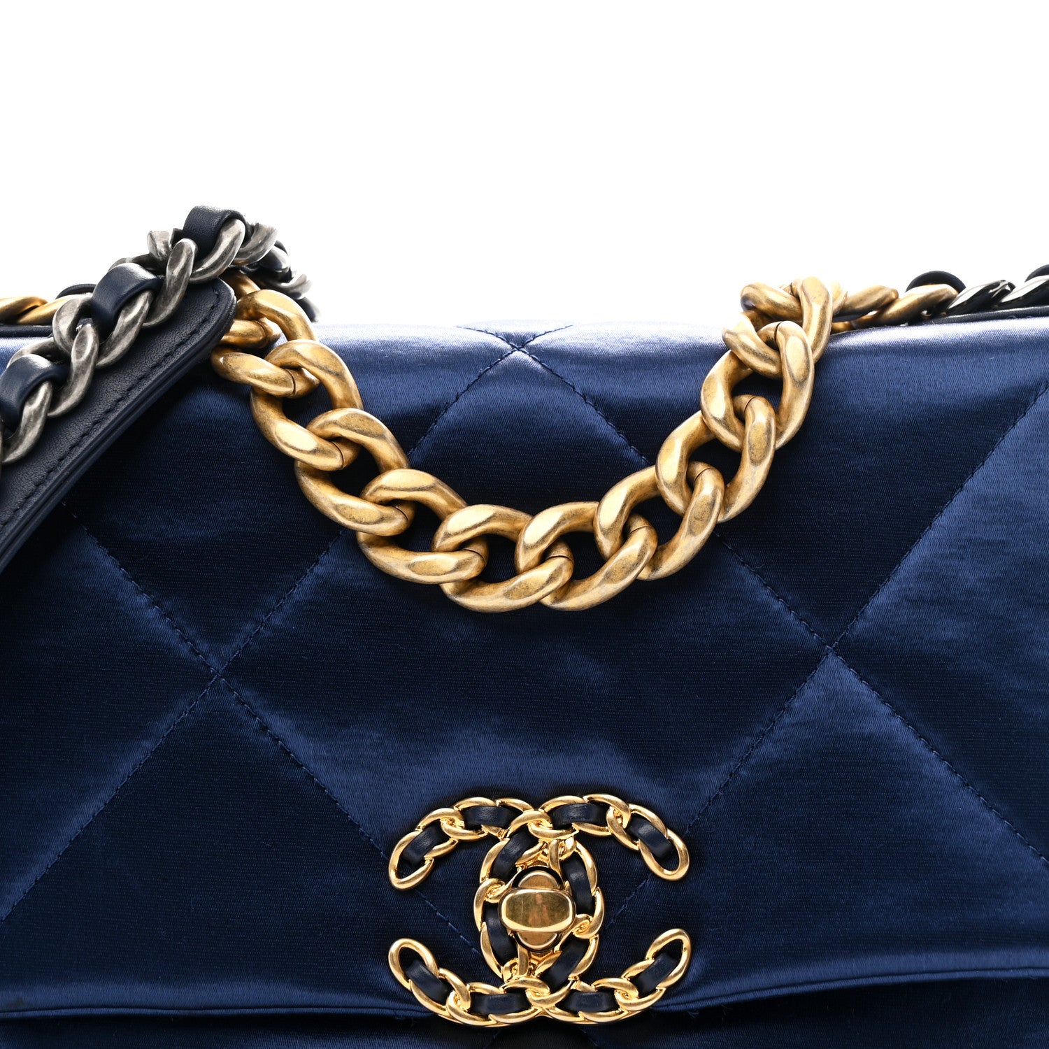 Chanel Satin Quilted Medium Chanel 19 Flap Blue 8 of 11