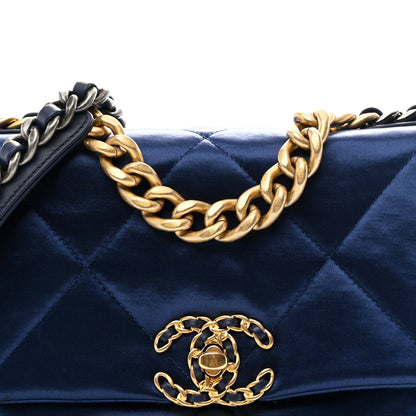 Chanel Satin Quilted Medium Chanel 19 Flap Blue 8 of 11