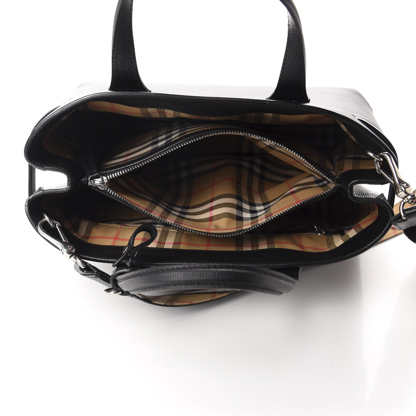 Derby Calfskin House Check Medium Banner Tote Black