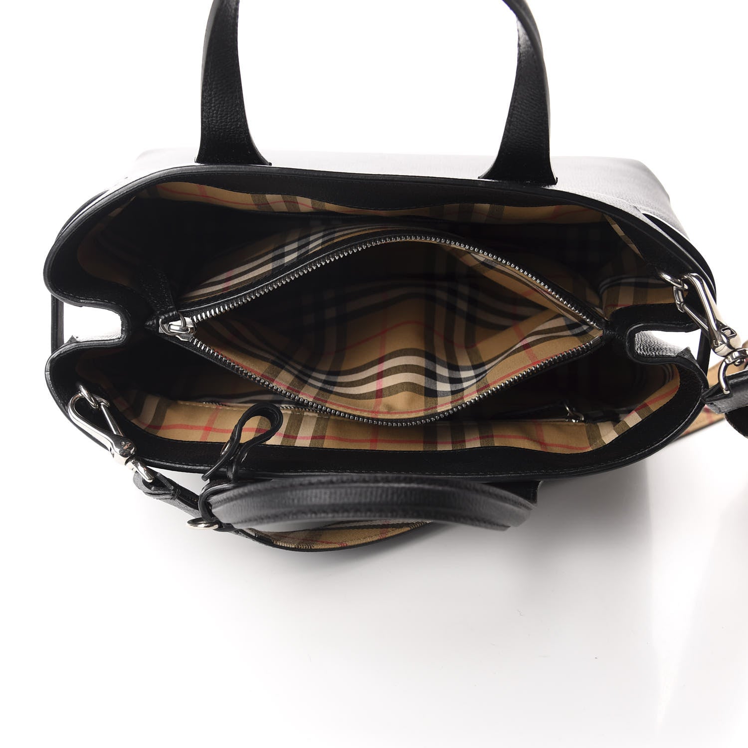 Burberry Derby Calfskin House Check Medium Banner Tote Black 5 of 10
