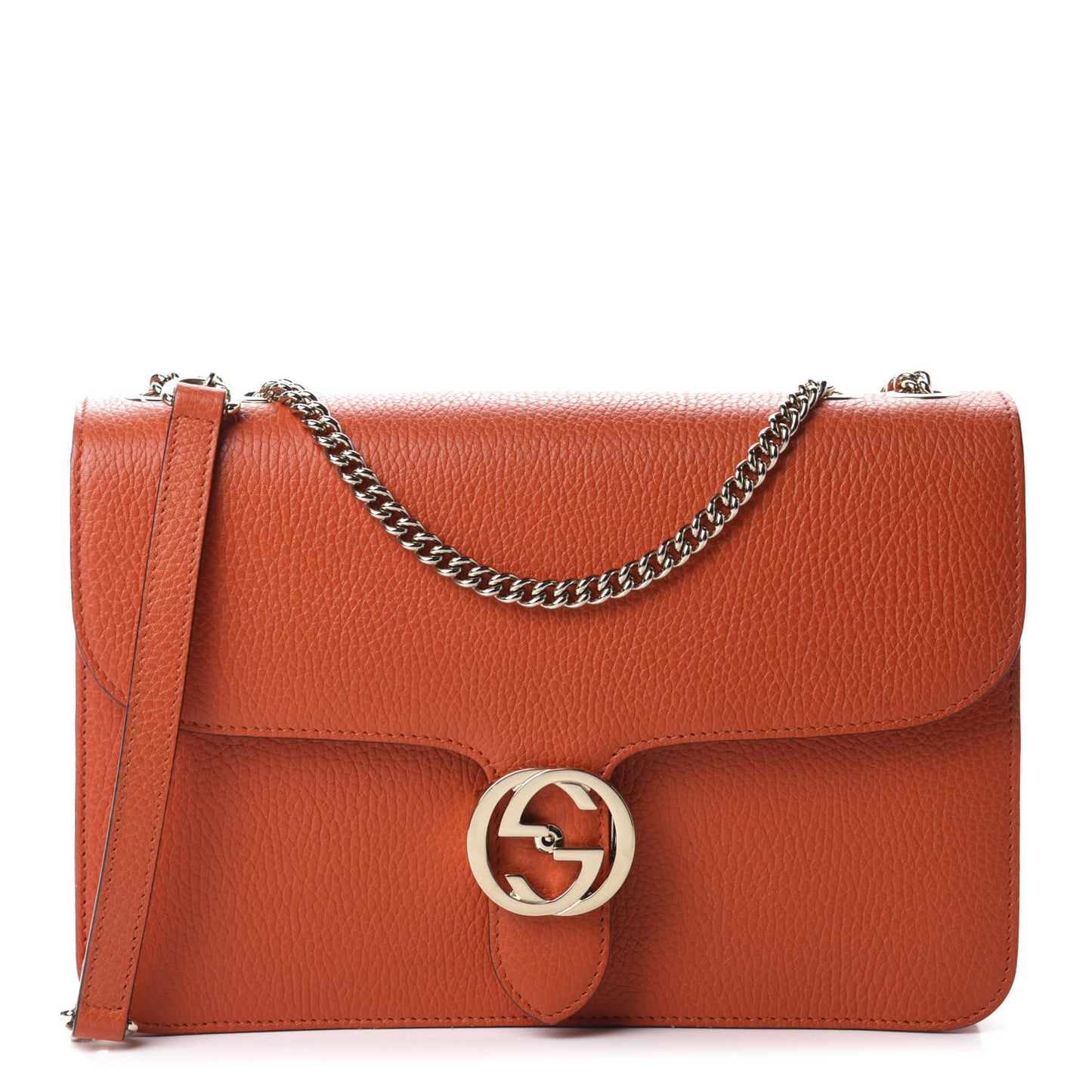 Dollar Calfskin Interlocking G Shoulder Bag Sun Orange