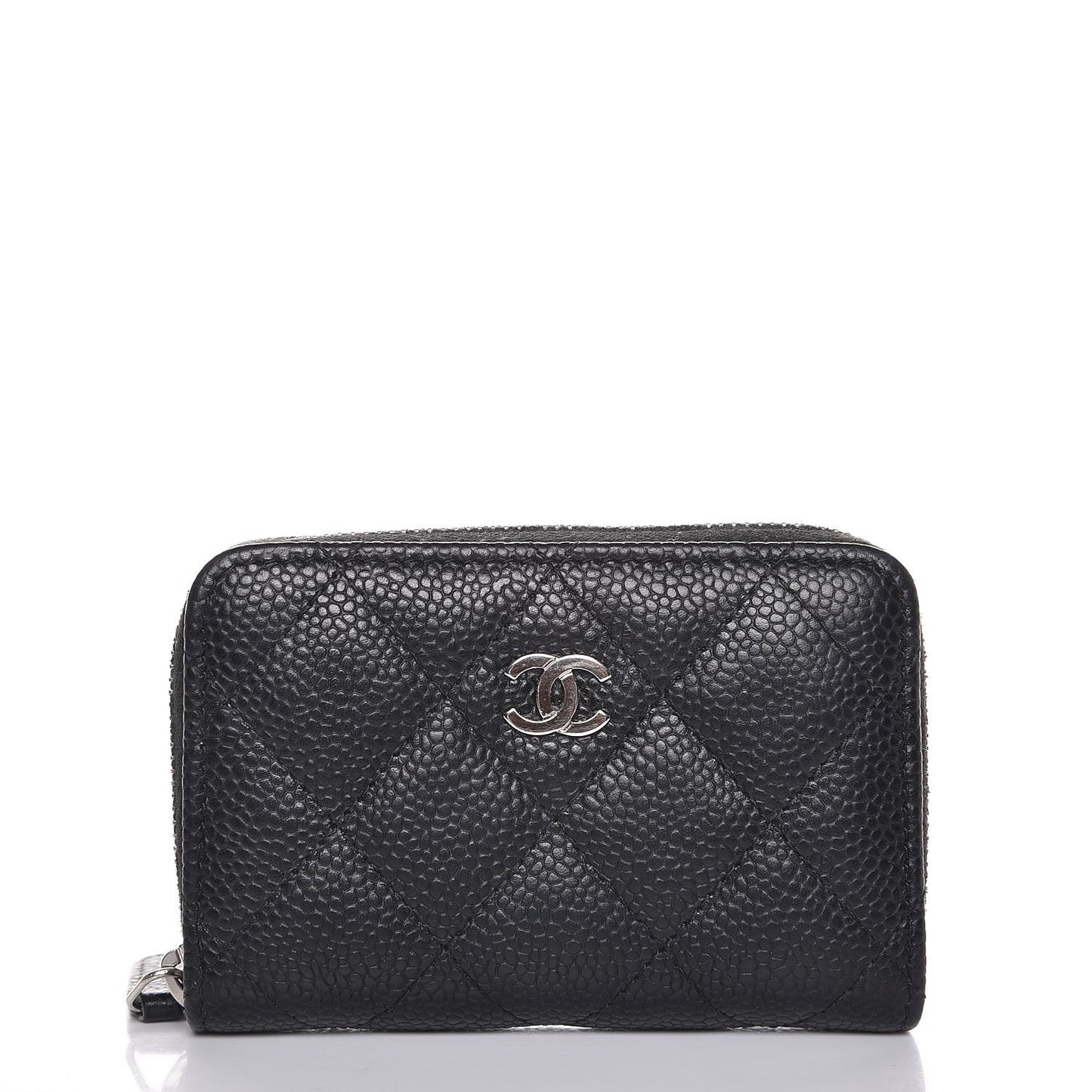Caviar Quilted Zip Coin Purse Black