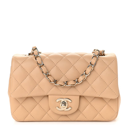 Chanel Lambskin Quilted Mini Rectangular Flap Beige 1 of 9