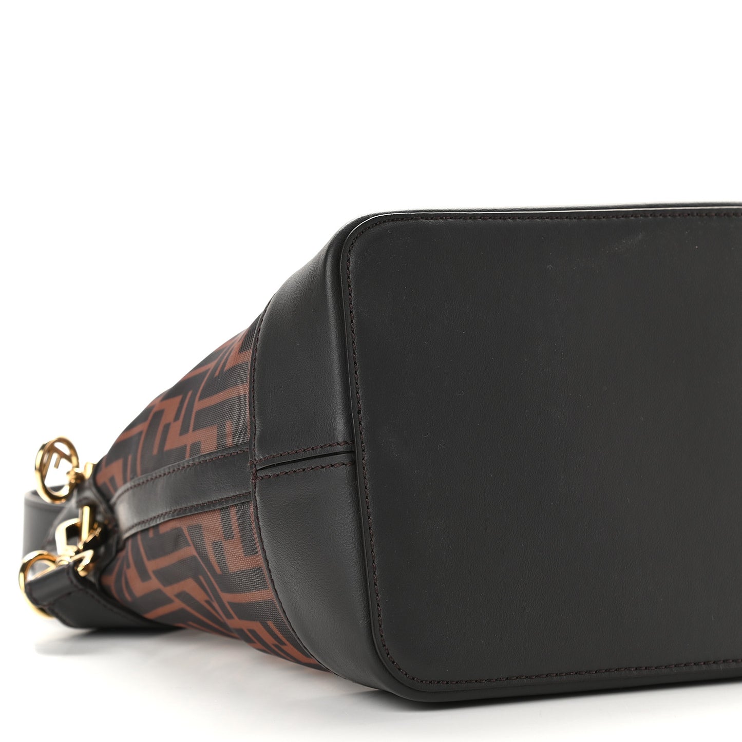 Mesh Vitello Grace F is Fendi FF 1974 Grande Mon Tresor Bucket Bag Marrone Black Ebano