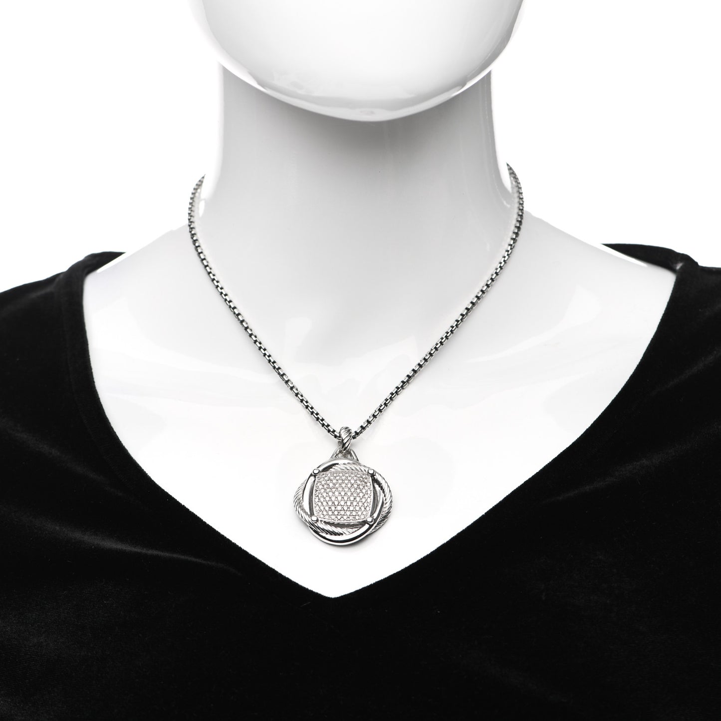 Sterling Silver Diamond 32mm Infinity Pendant Necklace