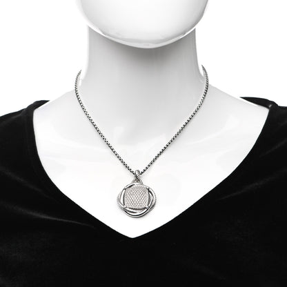 David Yurman Sterling Silver Diamond 32mm Infinity Pendant Necklace 2 of 5