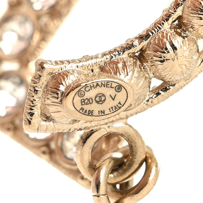 Chanel Crystal Cha-Nel Logo Drop Earrings Gold 4 of 4