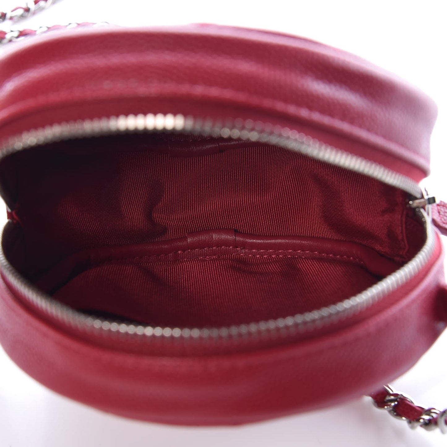 Caviar Quilted Round Clutch With Chain Pink