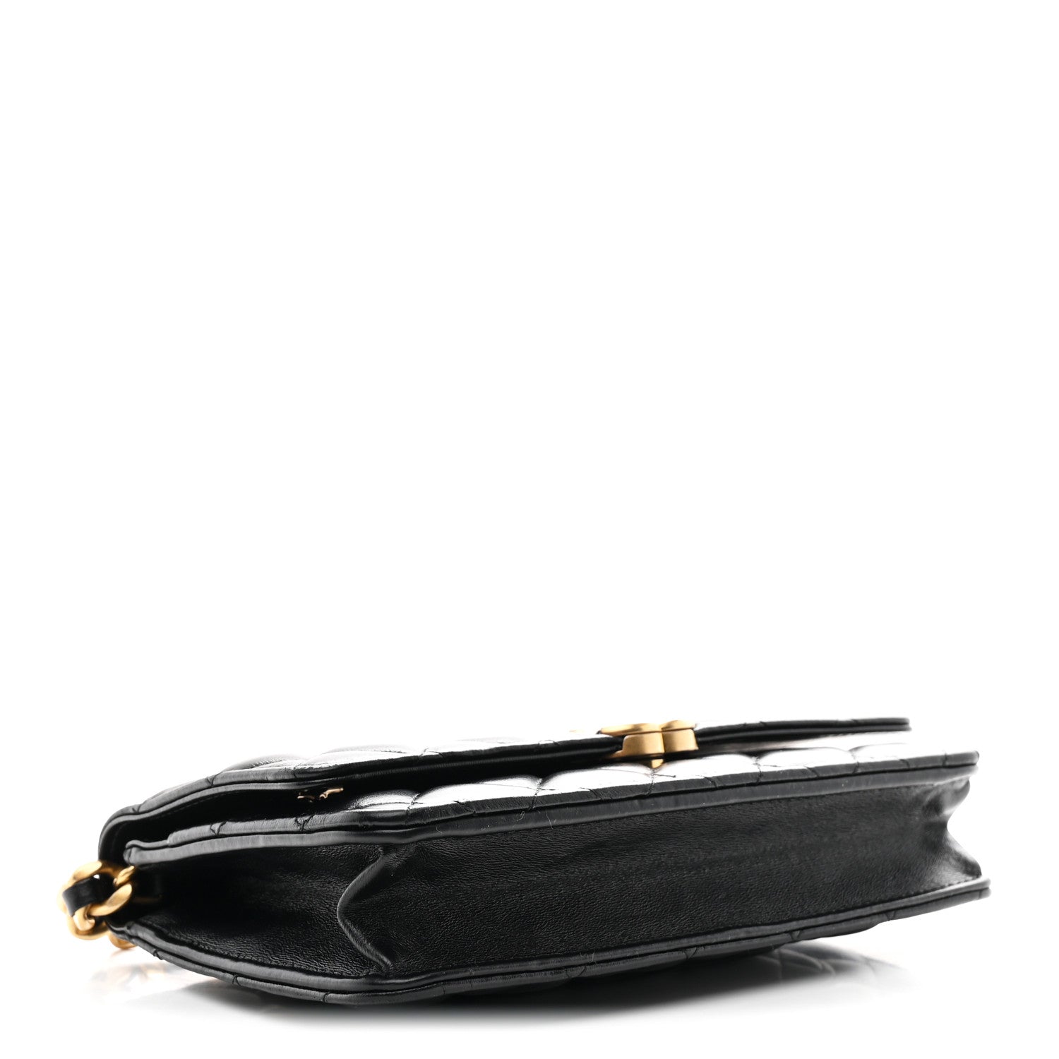 Chanel Lambskin Resin Quilted Wallet On Chain WOC Black 4 of 11