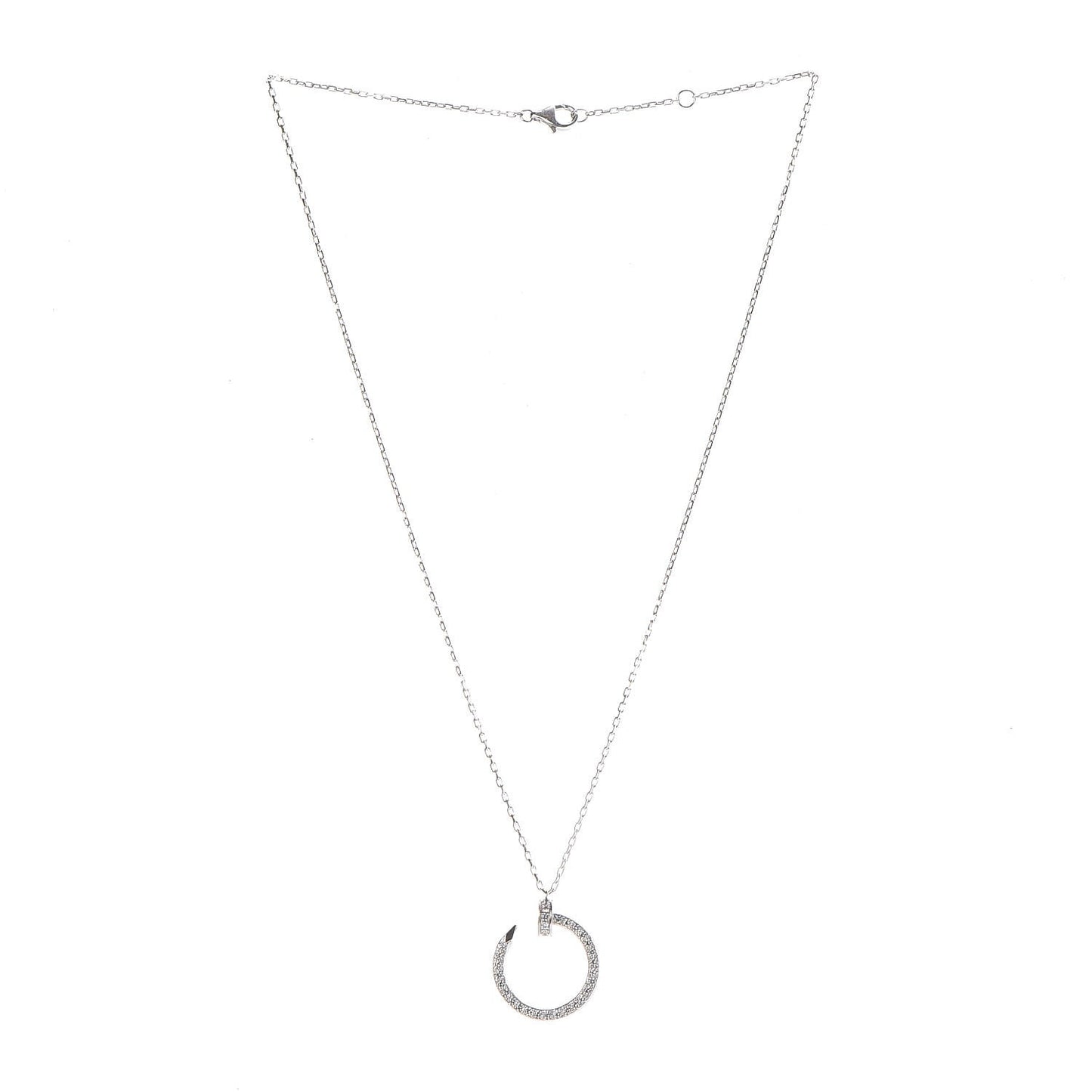 18K White Gold Diamond Juste Un Clou Paved Pendant Necklace